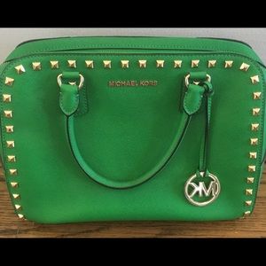 Michael Kors large green studded purse